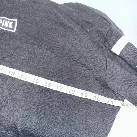 Victoria’s Secret Pink Brand Black Crop Hoodie Sweatshirt Women’s Chic Y2K‎ 90’s - Picture 9 of 9